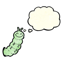 cartoon caterpillar with thought bubble