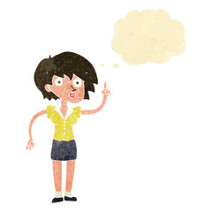 cartoon woman with question with thought bubble