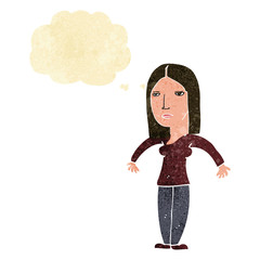cartoon annoyed woman with thought bubble
