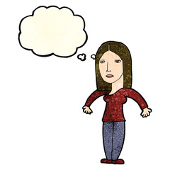 Obraz na płótnie Canvas cartoon annoyed woman with thought bubble