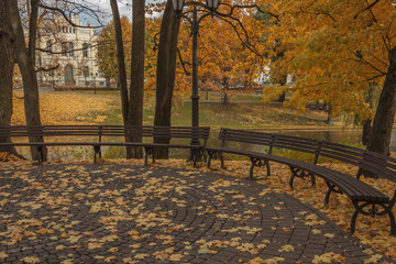 Plakat city ​​park in autumn 