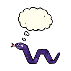 funny cartoon snake with thought bubble