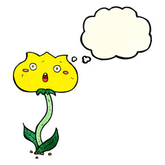 cartoon shocked flower with thought bubble