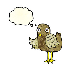 cartoon bird waving wing with thought bubble