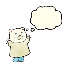 funny cartoon polar bear with thought bubble