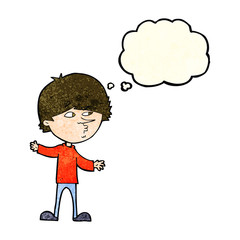 cartoon curious man with thought bubble