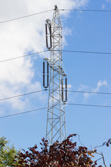 High voltage electric pole with wires, technology
