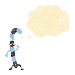 cartoon dancing christmas candy cane with thought bubble