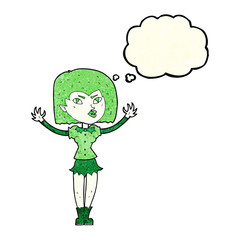 cartoon vampire girl with thought bubble