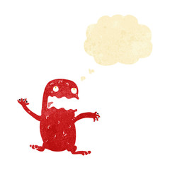 cartoon funny frog with thought bubble
