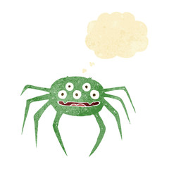 cartoon halloween spider with thought bubble