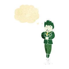 cartoon floating vampire with thought bubble