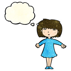 cartoon surprised woman with thought bubble