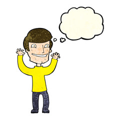 cartoon excited man with thought bubble