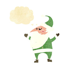 cartoon santa claus with thought bubble