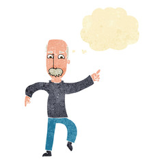 cartoon angry old man with thought bubble