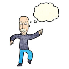 cartoon angry old man with thought bubble
