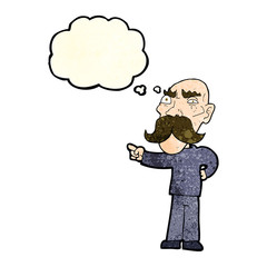 Obraz premium cartoon annoyed old man pointing with thought bubble