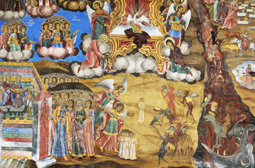 Obraz premium Orthodox Religious painting, icon in Bulgarian Rila monastery