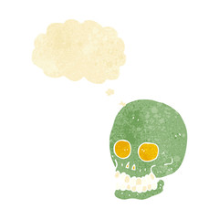 cartoon skull with thought bubble
