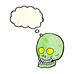 cartoon skull with thought bubble