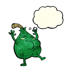 a nice pear cartoon with thought bubble