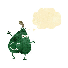 a nice pear cartoon with thought bubble