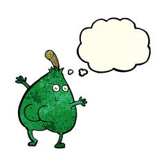 a nice pear cartoon with thought bubble