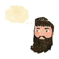cartoon bearded man with thought bubble