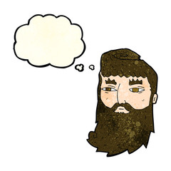 cartoon bearded man with thought bubble