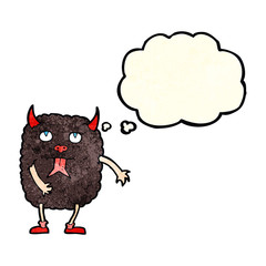 funny cartoon monster with thought bubble