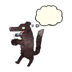cartoon big bad wolf with thought bubble