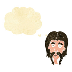 cartoon man with long mustache with thought bubble