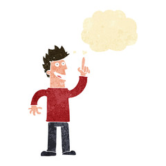 cartoon man with great new idea with thought bubble
