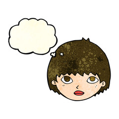 cartoon girl staring with thought bubble