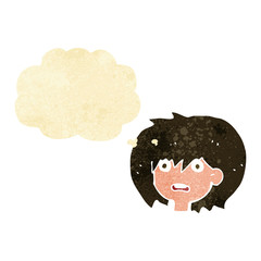 cartoon shocked expression  with thought bubble