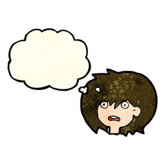 cartoon shocked expression  with thought bubble