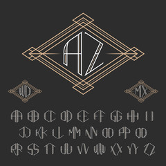 Two letters decorative monogram template.  Elegant vector set of monograms. Outline style letters from A to Z © epifantsev