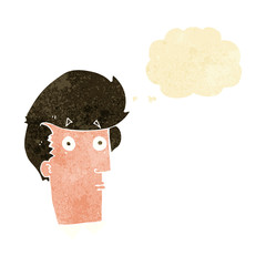 cartoon surprised expression with thought bubble