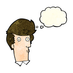 cartoon surprised expression with thought bubble