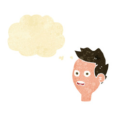 cartoon shocked man with thought bubble