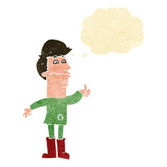 cartoon nervous man with thought bubble