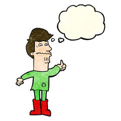 cartoon nervous man with thought bubble