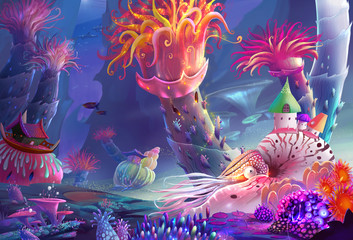 Illustration: The Running Water World - You may not noticed, the most magical thing here is that you can just breath the water! Even as the human being! - Scene Design - Fantastic Style © info@nextmars.com