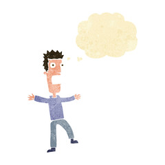cartoon terrified man with thought bubble