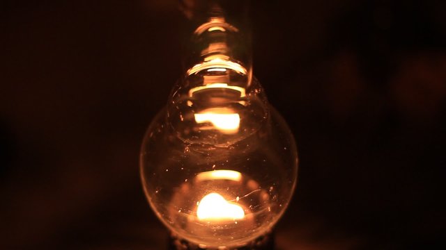 Burning kerosene lamp