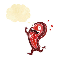 meat cartoon character with thought bubble