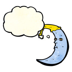 sleepy moon cartoon with thought bubble