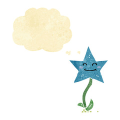 cartoon star flower with thought bubble