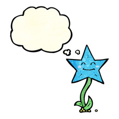 cartoon star flower with thought bubble